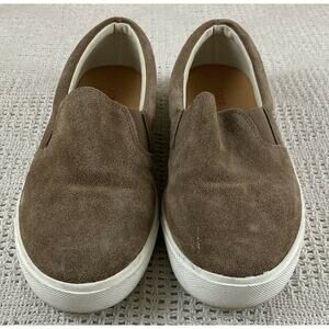 Brown Suede Shoes J Crew Size 8H-M (8.5) Tan Leather Slip On Sneakers White Sole